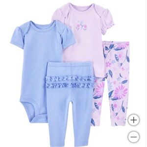Carter’s 4-Piece Floral Baby Outfit Set in Blue and Lavender